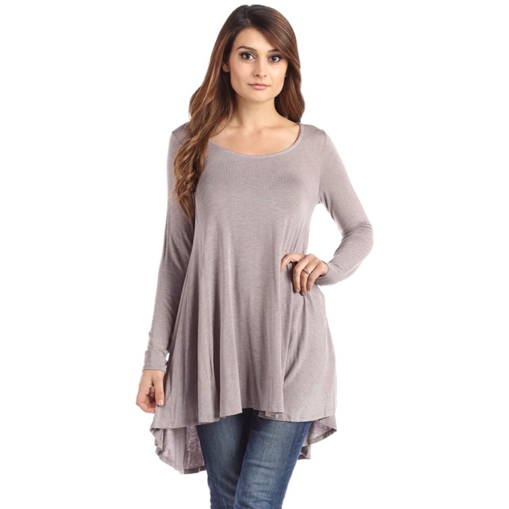 💥 SALE High Low Long Sleeve Drapey Tunic Dusty Lavender - Picture 1 of 4